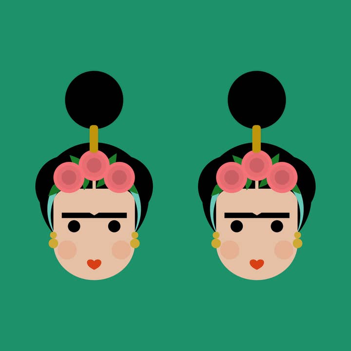 Large Frida inspired lightweight laser cut statement earrings for wholesale by Hey There Munchquin