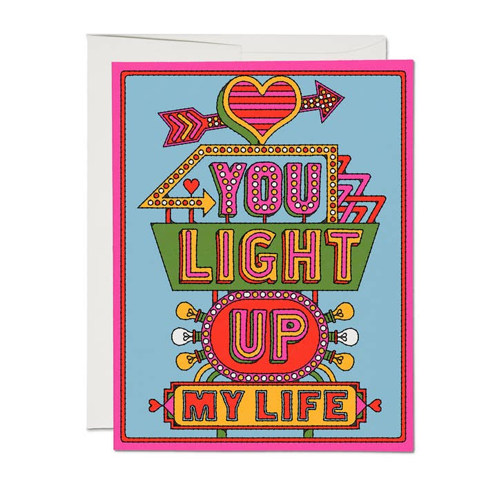 Light Up My Life love greeting card for wholesale by Red Cap Cards