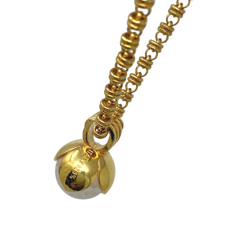 DelBrenna - Wholesale Pendant/Charm Necklace - Pendente Magnolia in Oro con Agata Bianca2