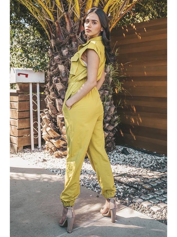 Strut & Bolt - Wholesale Jumpsuit - Women's - Mock Neck Sleeveless Jogger Jumpsuit