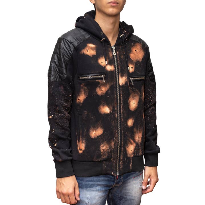 Bleached Distress Zip Hoodie for wholesale by The Lud