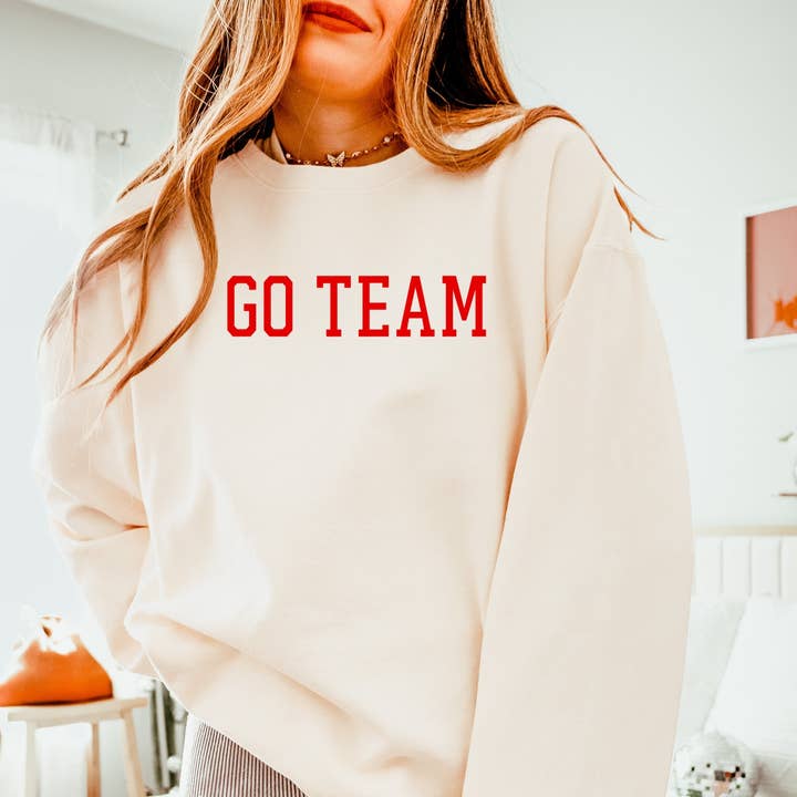 Go Team Varsity Lightweight Garment Dyed Sweatshirt for wholesale by Olive And Ivory Wholesale