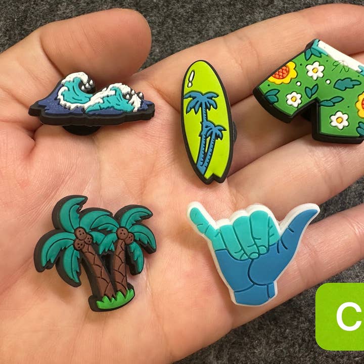 JuliesDecal – wholesale Skotillbehör - Unisex – Smycken för skor med sommarsemester-tema – strand, surfing med mera4