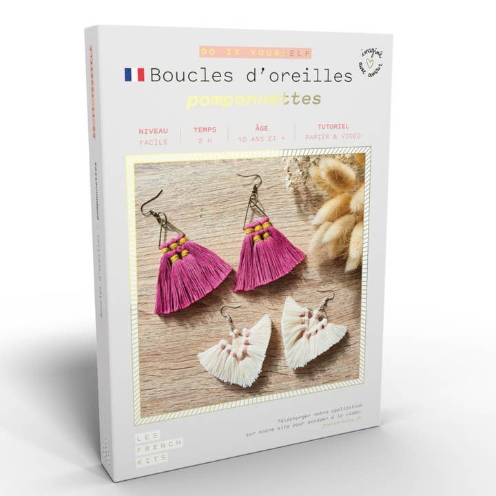 French Kits - Wholesale Gag Gift/Novelty Gift - Macramé Kit Earrings - Pompoms1