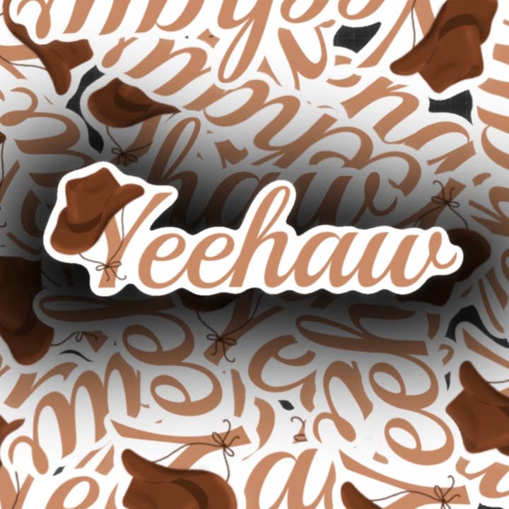 Autocollant Yeehaw pour la vente par The Craftivity Corner