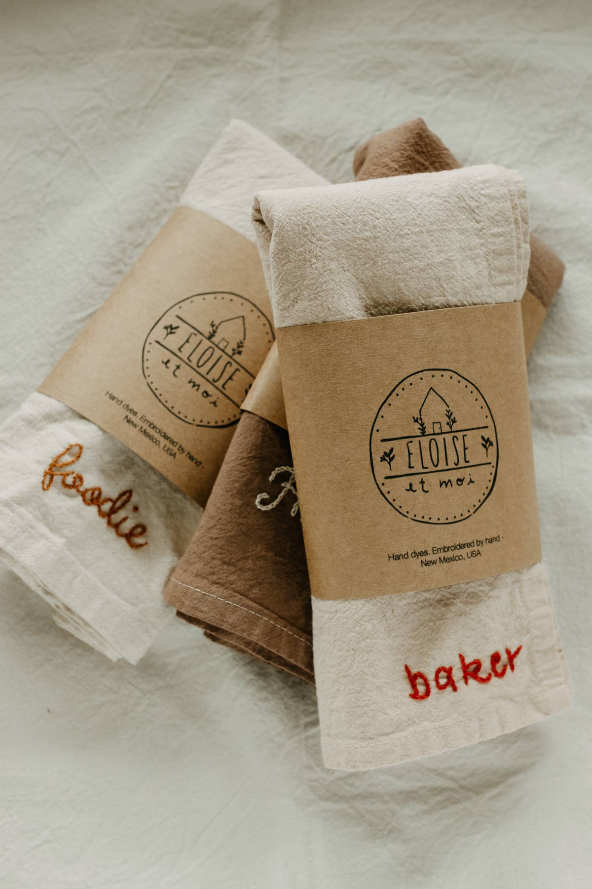 Eloise et moi – wholesale Kökshandduk – Handbroderad Handfärgad Ekologisk bomull Kökshandduk16