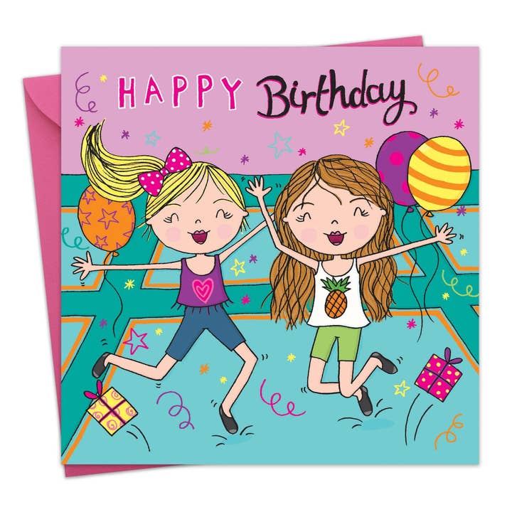 Trampoline Fun - Girls Birthday Card for wholesale by Twizler Ltd