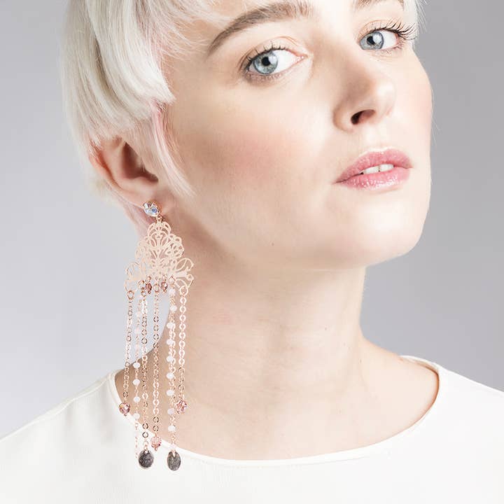 Baroque Rain Earrings | Gold Plated | Made in Italy for wholesale by NINA TRA LE NUVOLE