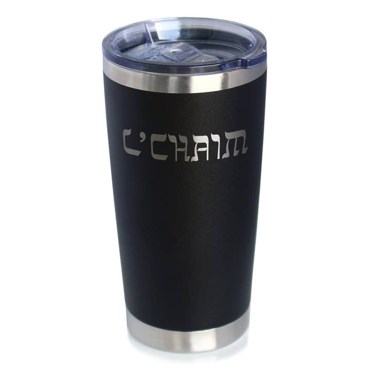 bevvee - Vendita all'ingrosso Bicchiere/tazza termica - Cheers Hebrew L'Chaim - Bicchiere da viaggio isolante, regalo ebraico