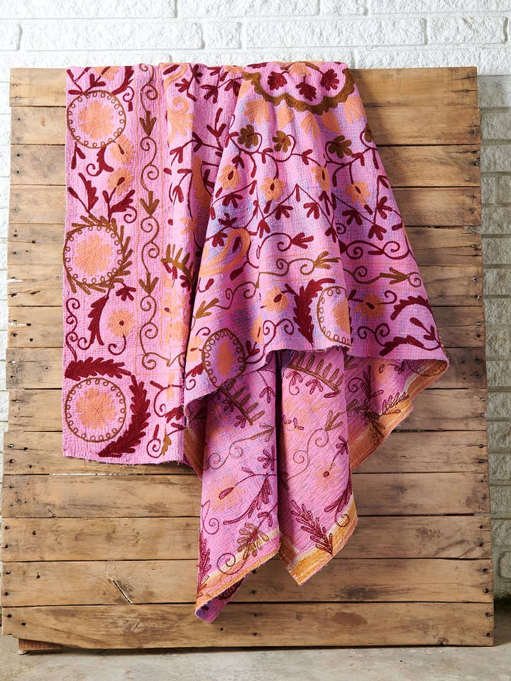 Vintage Suzani Kantha Quilt KS25196 for wholesale by Tribe Bohemian Home