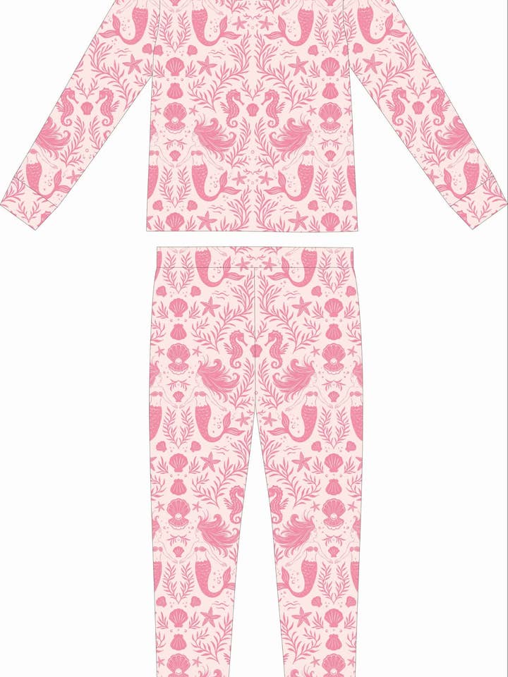 NEW! Mermaid Cove - Pink – Kids Two-Piece Pajama for wholesale by Shae & Palmer
