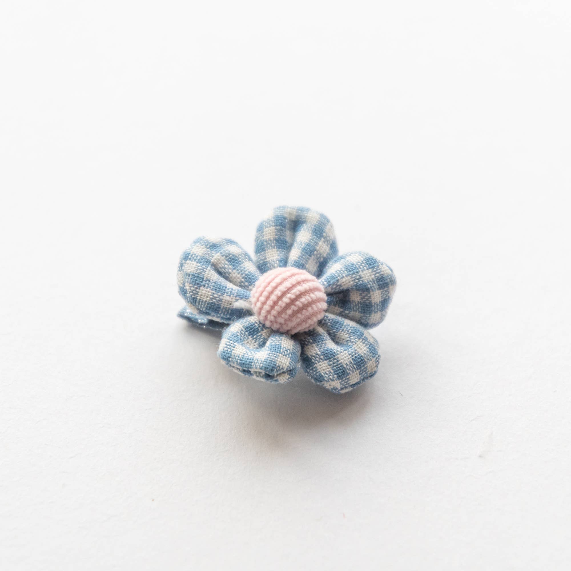Tangle Shiny Stars - Wholesale Hair Clip - Kids - Gingham Flower Hair Clip | Blue1
