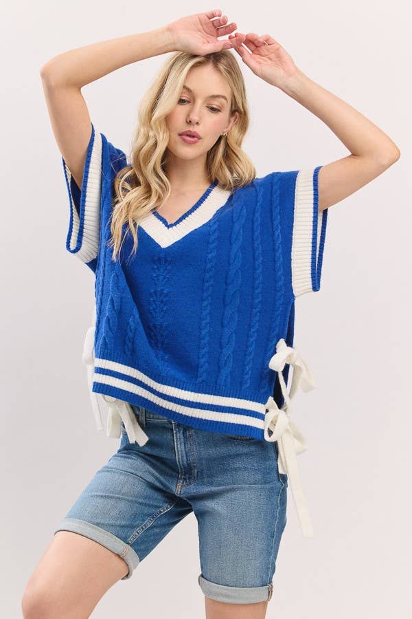 Sewn and Seen - Wholesale Sweater Vest - Women's - Cable Knit Varsity Sweater Vest24