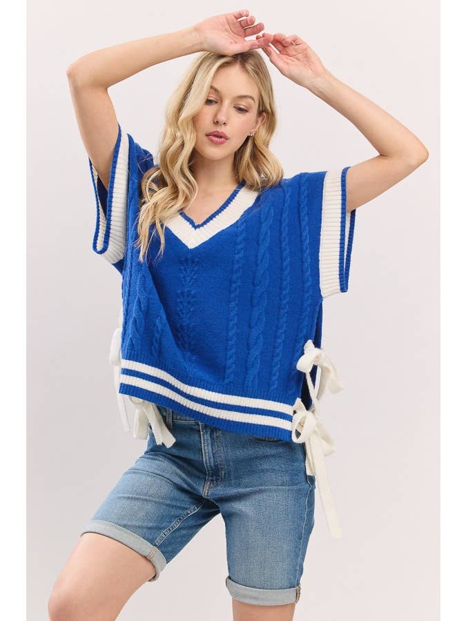 Sewn and Seen - Wholesale Sweater Vest - Women's - Cable Knit Varsity Sweater Vest24