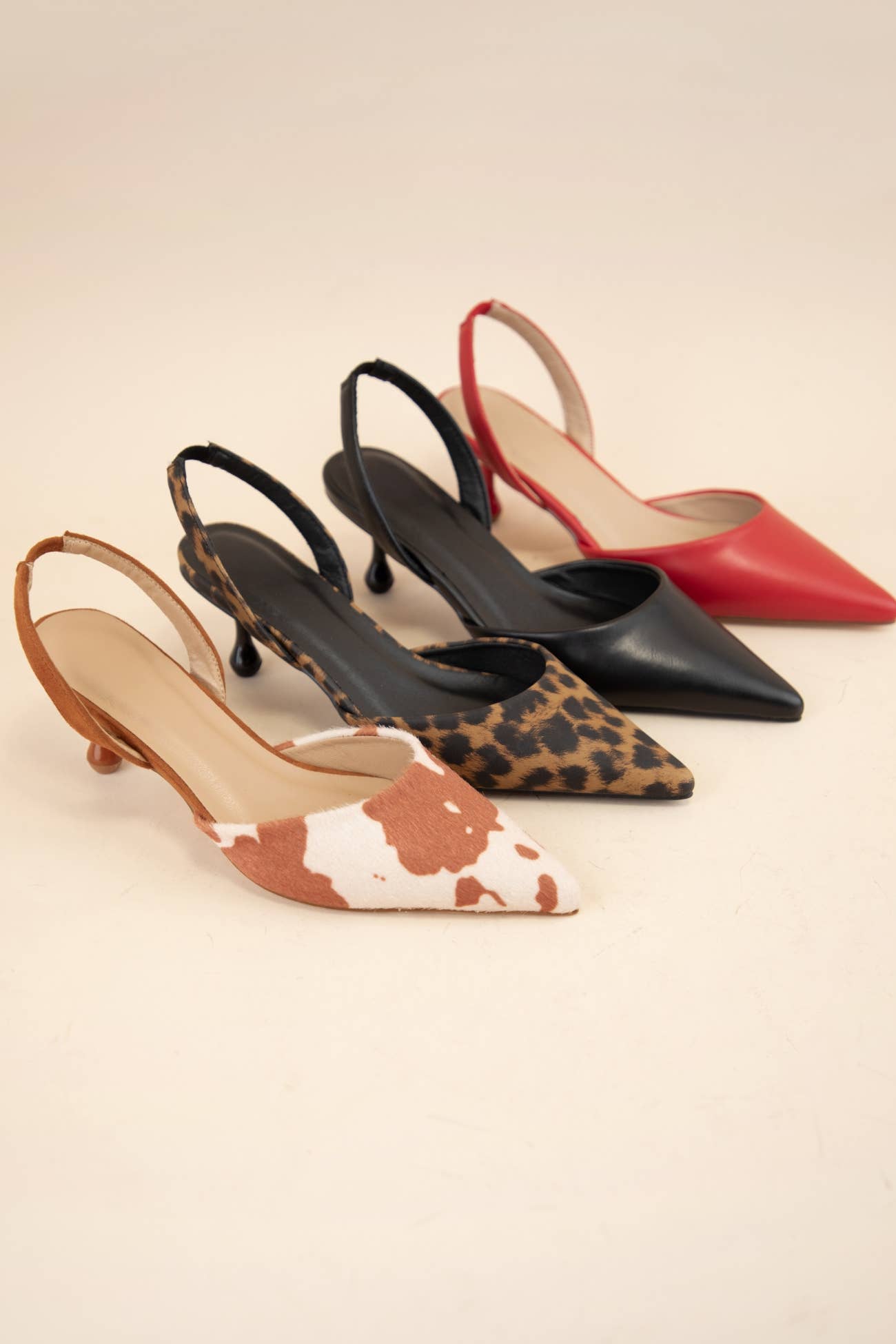 Oliccui – Großhandel Schuhe mit niedrigen Absätzen – Damen – SPITZ ZEH SLINGBACK-RIEMEN SKULPTURIERTE KITTEN-ABSÄTZE6