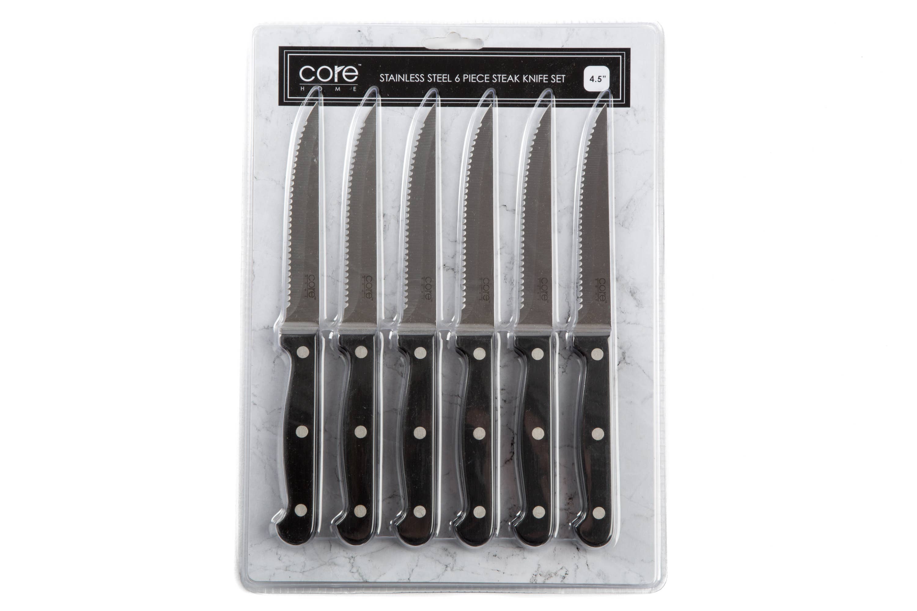 Core Home - Wholesale Knife Set - CORE KITCHEN Set of 6 Everyday Steak Knives
