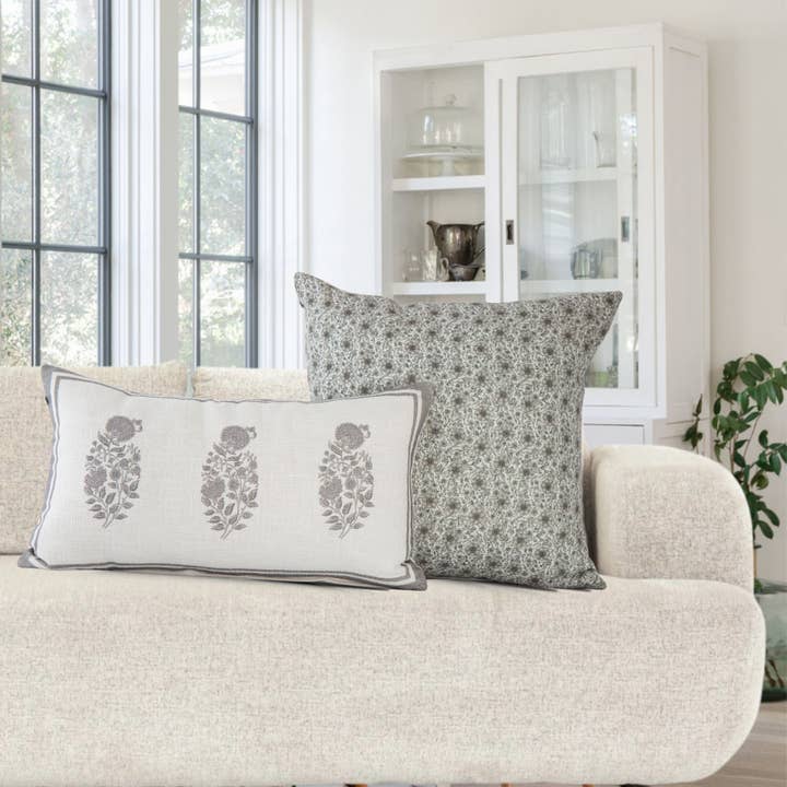 Tajik Home LLC - Wholesale Throw Pillow Cover - Penelope Vintage Petite Floral Pillow Cover - Oyster