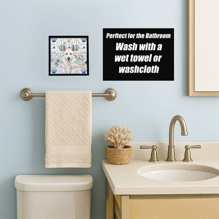 Caroline's Treasures - Wholesale Art Print - White German Shepherd Coastal Sea Glass Metal Print WDK70472