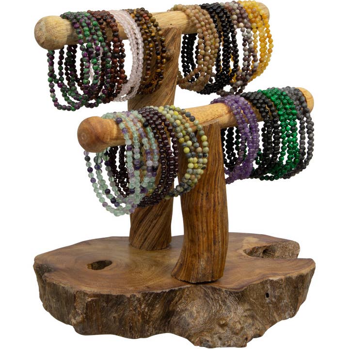 Paquet de présentation de bracelets en perles rondes de 4 mm (chacun) pour la vente par Kheops International