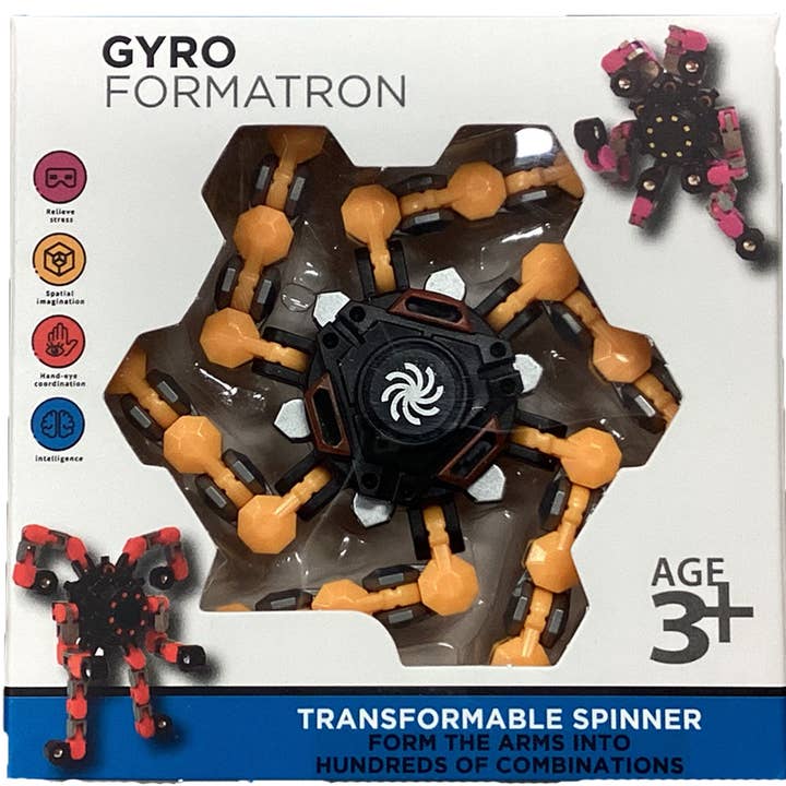 Texas Toy Distribution - Wholesale Fidget Toy - Kids - Gyro Formatron Fidget Spinner with Adjustable Arms Display