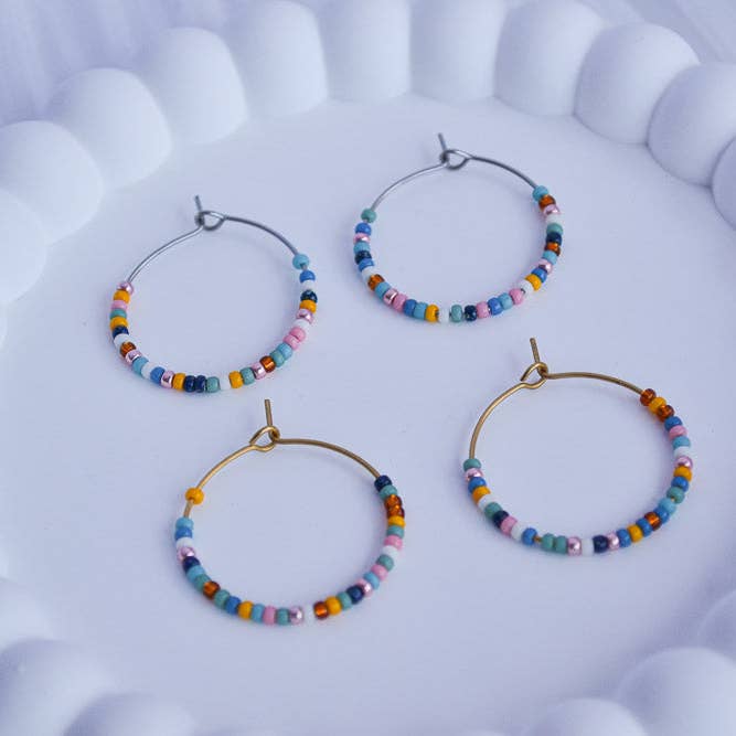 Linati Studio - Wholesale Dangle Earrings - Creoles with Pearls - Summer Love4