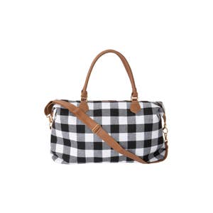 Checkered Tote/Handbag with Pouch - Brown - My Unique Boutique