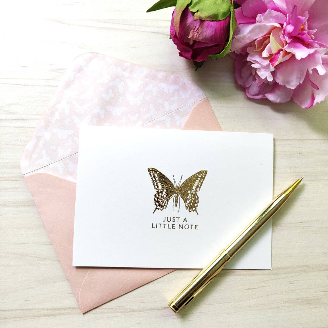 Robert Frederick Ltd – wholesale Stationery/notecard set – 12 Notecards and Envelopes in Gift Box - “Just A Little Note” Butterfly Design3
