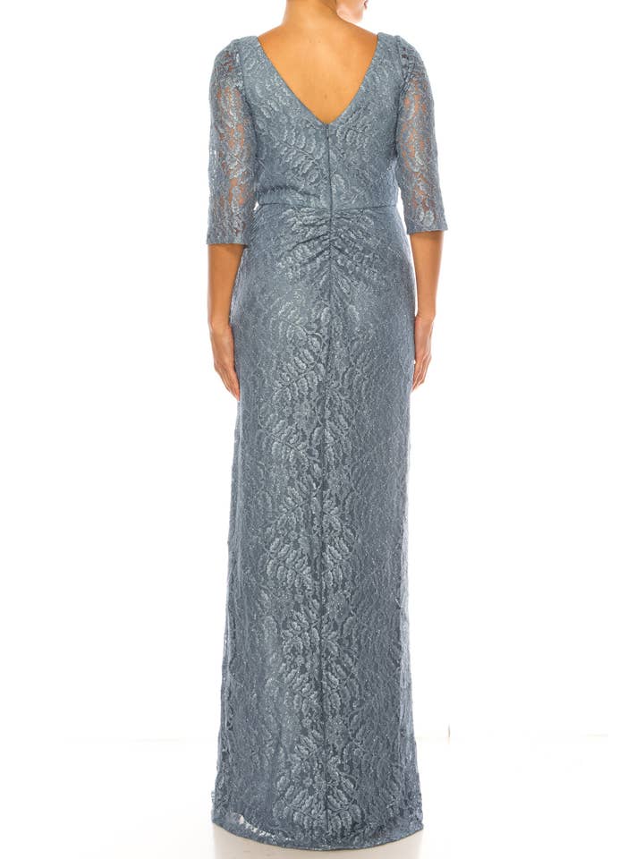 SLATE BLUE Aspeed Pleated Waist Flutter Long Evening Dress for wholesale on Faire1