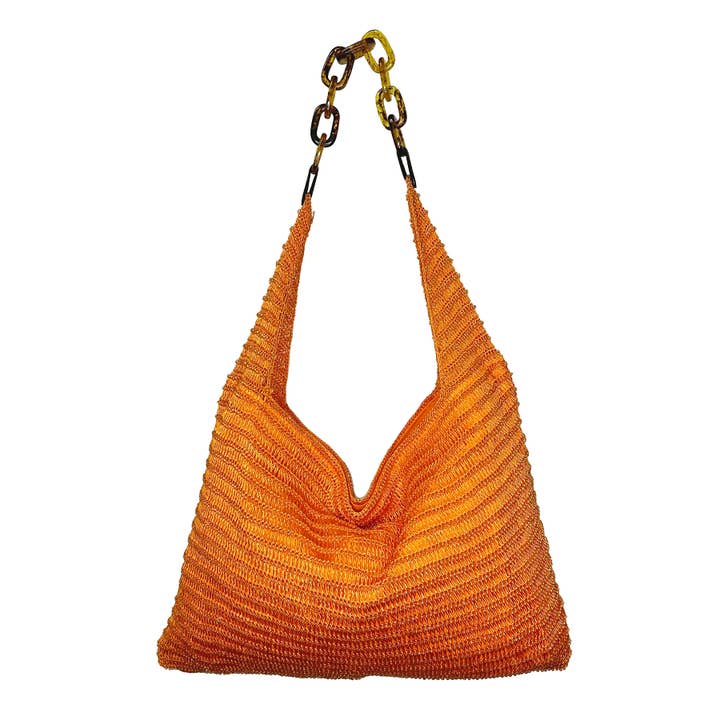 Anju Jewelry - Wholesale Crossbody Bag - Women's - Cora Beaded Cotton Sling Bag with Chain Strap