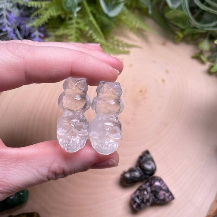 Copper Ashes - Wholesale Spiritual Stone/Crystal - Crystal Skull with Owl12