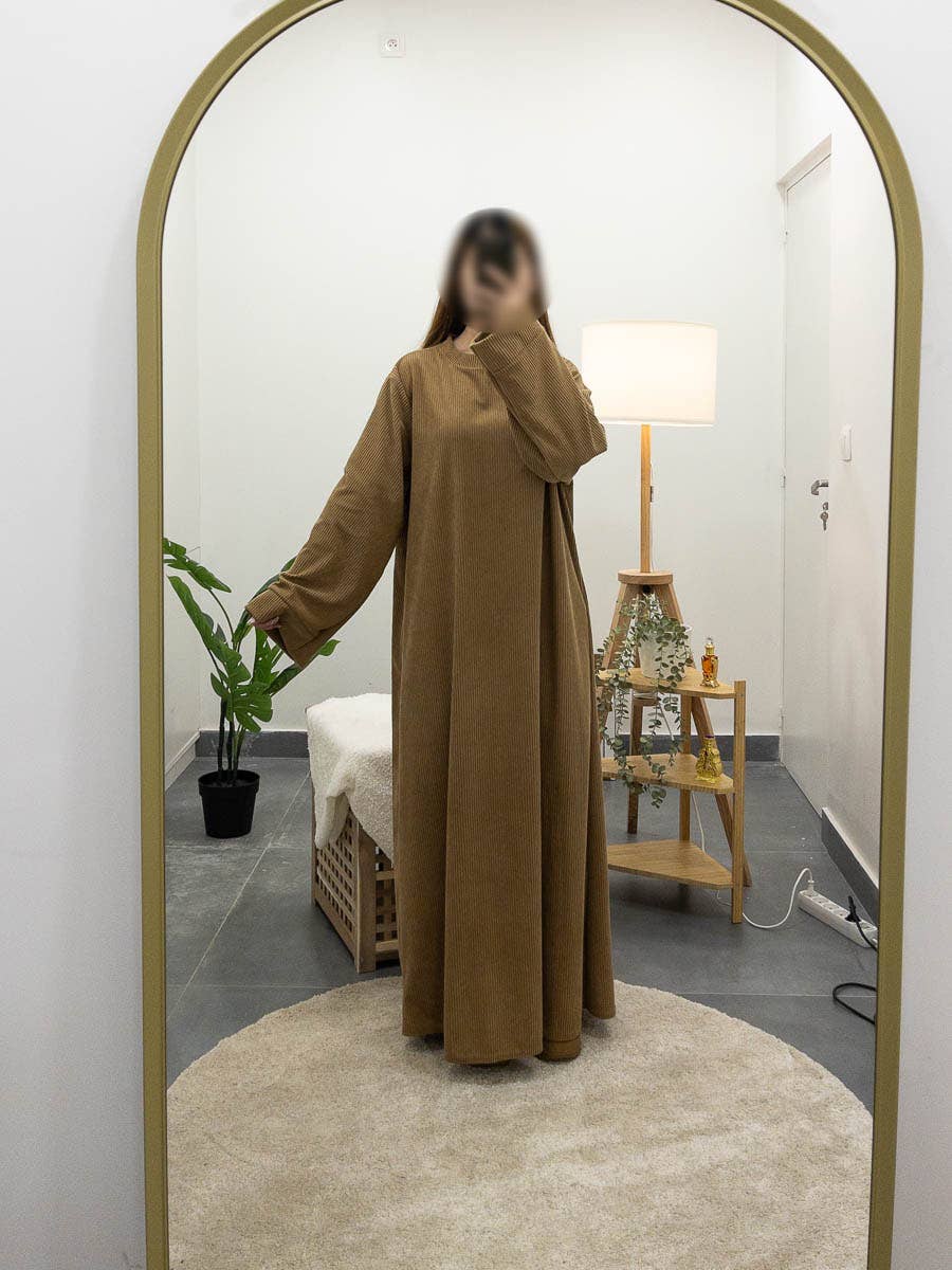 IDEAL OUTFIT - Vente Robe – femme - Abaya longue ref:2393B-côtelé9