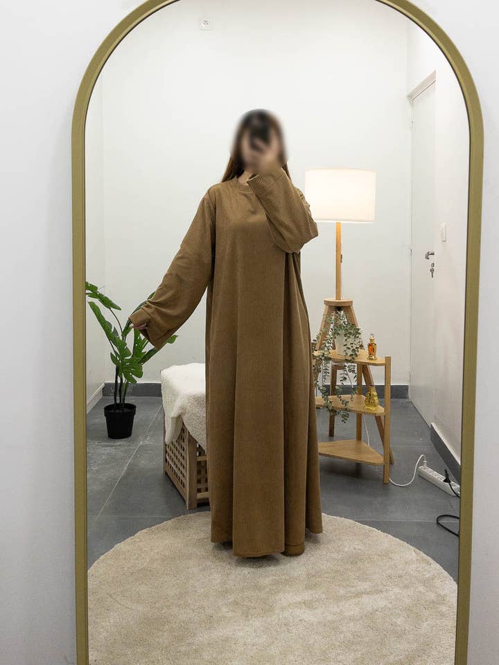 IDEAL OUTFIT - Vente Robe – femme - Abaya longue ref:2393B-côtelé9