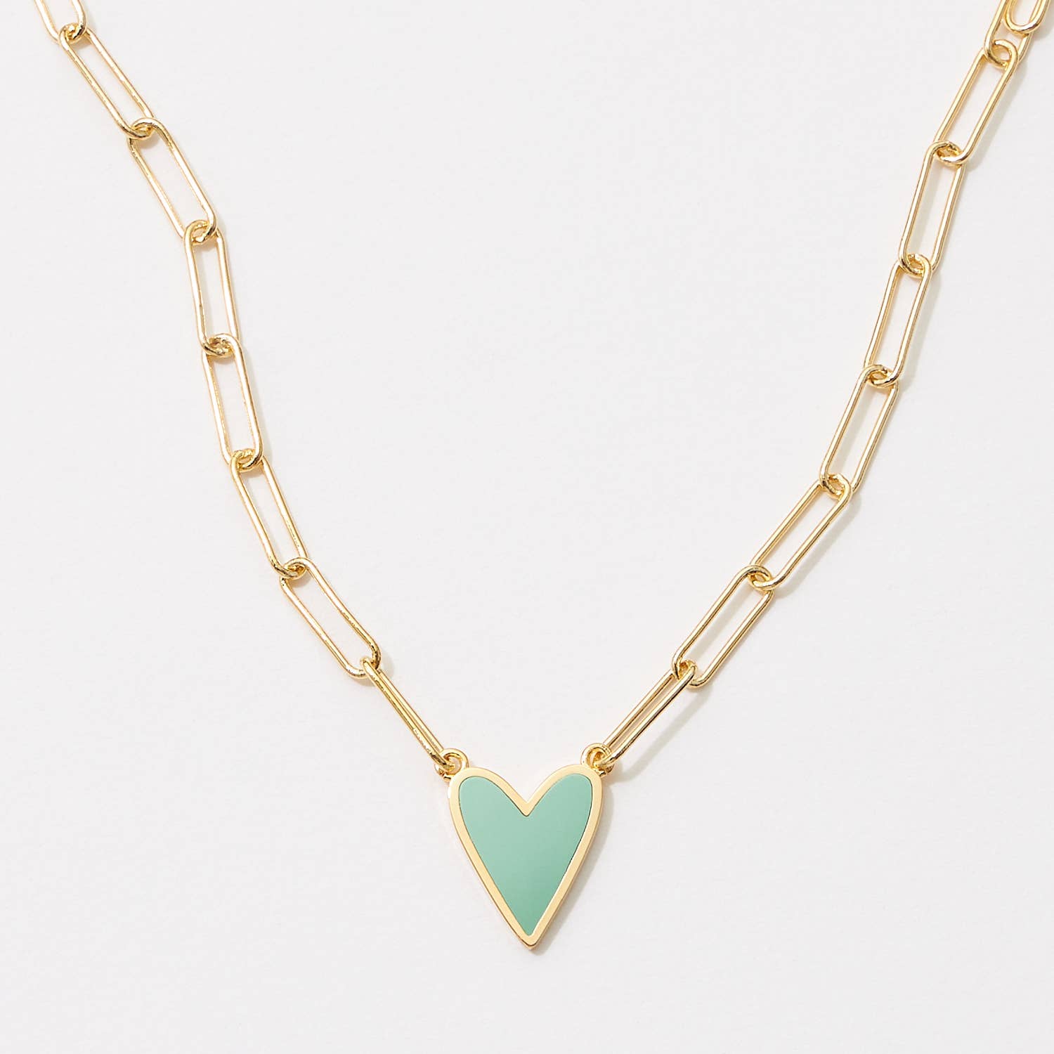 Frem - Vente Colliers à pendentif - Collier à chaîne en forme de cœur avec pendentif en émail et trombones trempé dans de l'or5