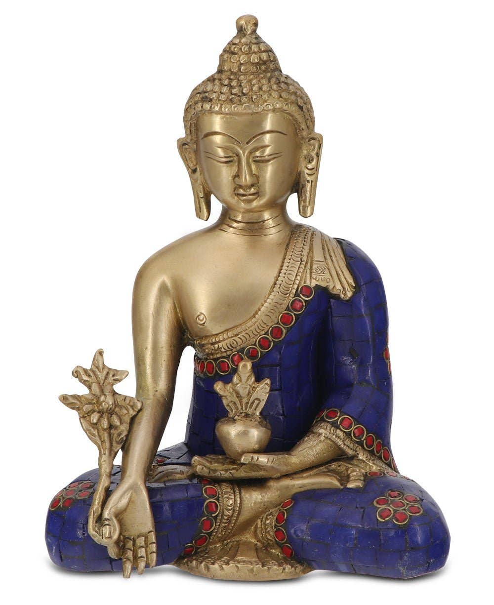Buddha Groove - Wholesale Decorative Figurine - Medicine Buddha Statue in Artistic Brass Mosaic1
