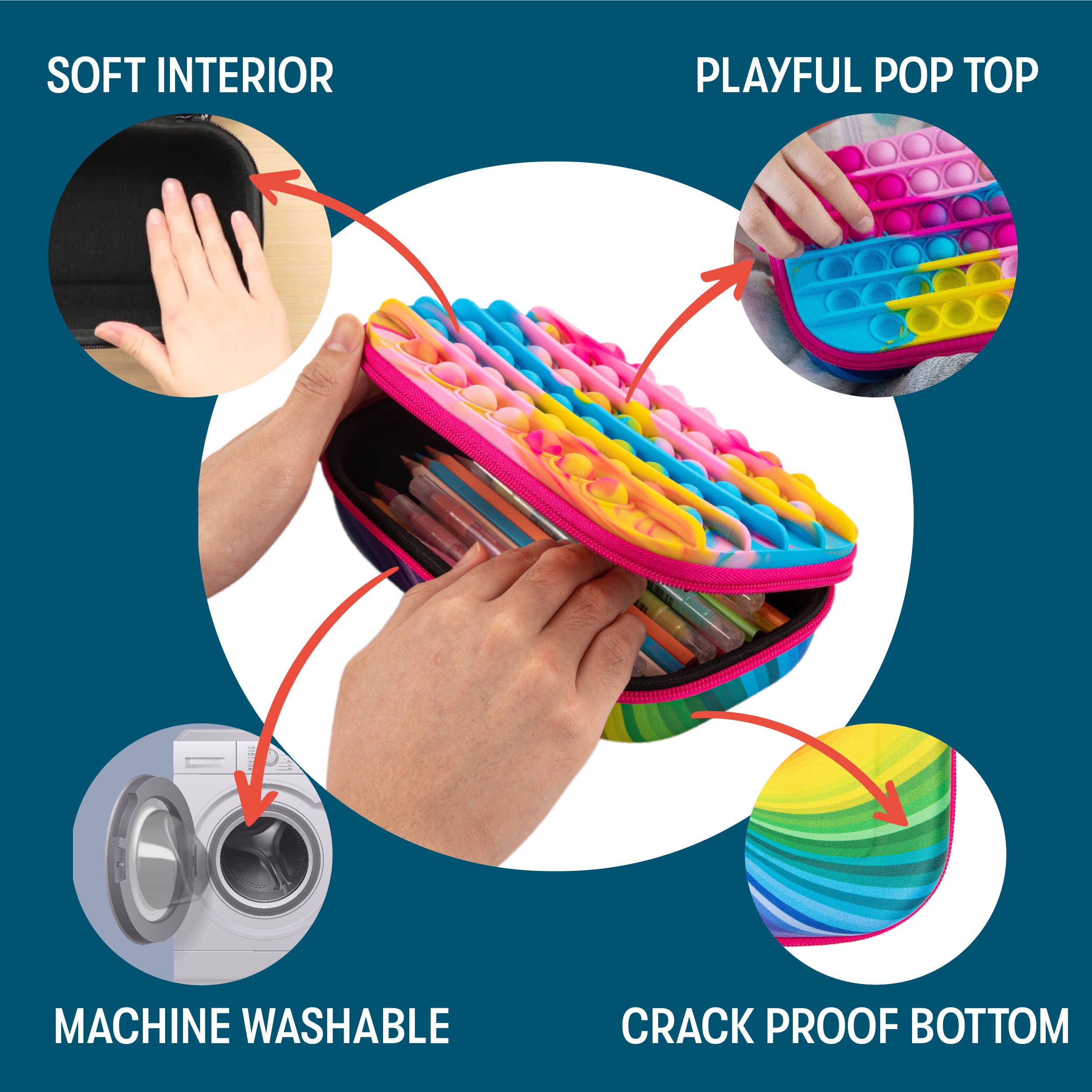 ZIPIT - Vente Étuis/trousses à crayons - Boîte de rangement ZIP & POP, trousse sensorielle pour enfants5