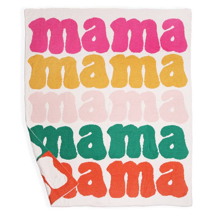 Mama Farverigt Typografi Design Blødt hyggeligt tæppe for engroshandel hos Fashion City