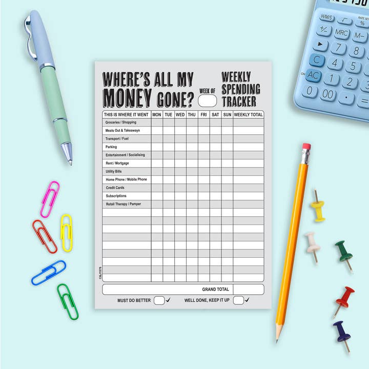 #1576 A5 Seguidor de Gastos Semanais por atacado de Close to the Bone Greeting Cards and Gifts