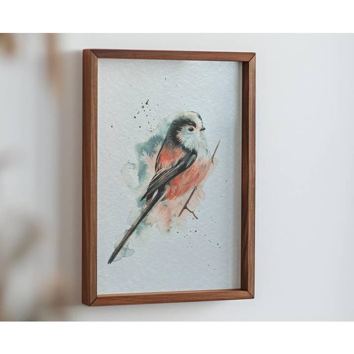Long-tailed Tit Watercolour Art Print for Bird Lovers for wholesale by Georgina Doodles