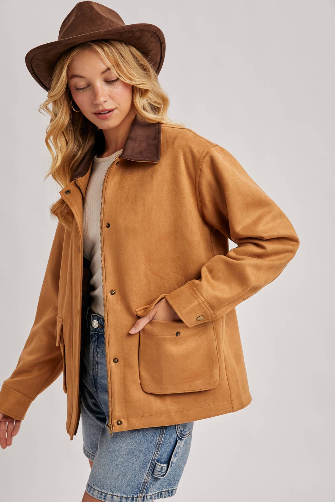 Bluivy - Wholesale Jacket - Women's - BUTTON DOWN FAUX SUEDE BARBOUR JACKET8