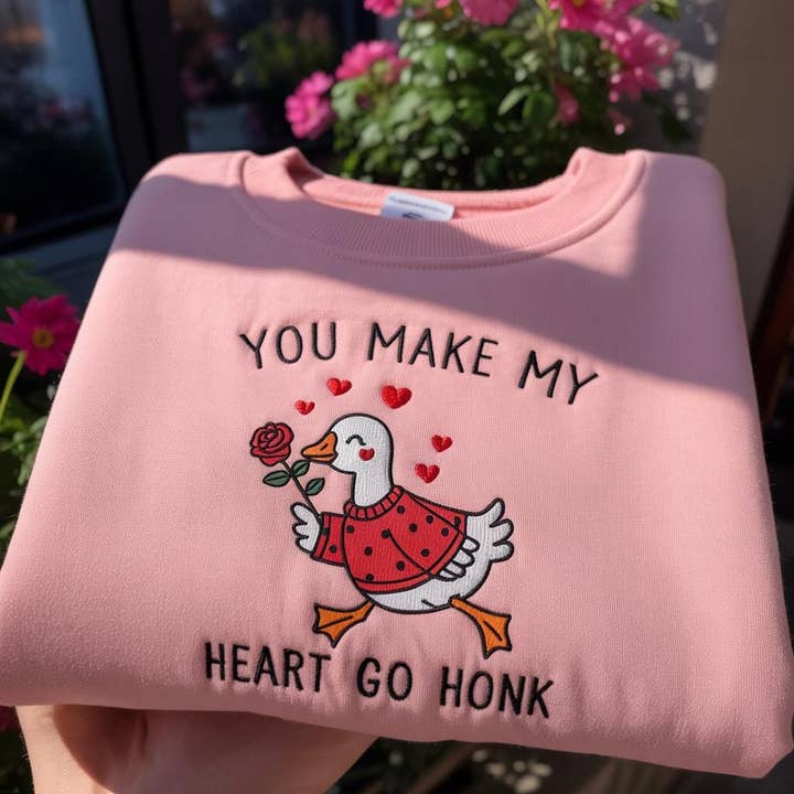 Sudadera de Ganso de San Valentín Bordada, Camiseta Divertida de Regalo de Ganso para venta al por mayor de ClevorFit
