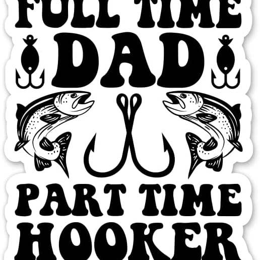 Autocollant de pêche et de pêche à temps plein pour papa à temps partiel pour la vente par Lyrical River Designs