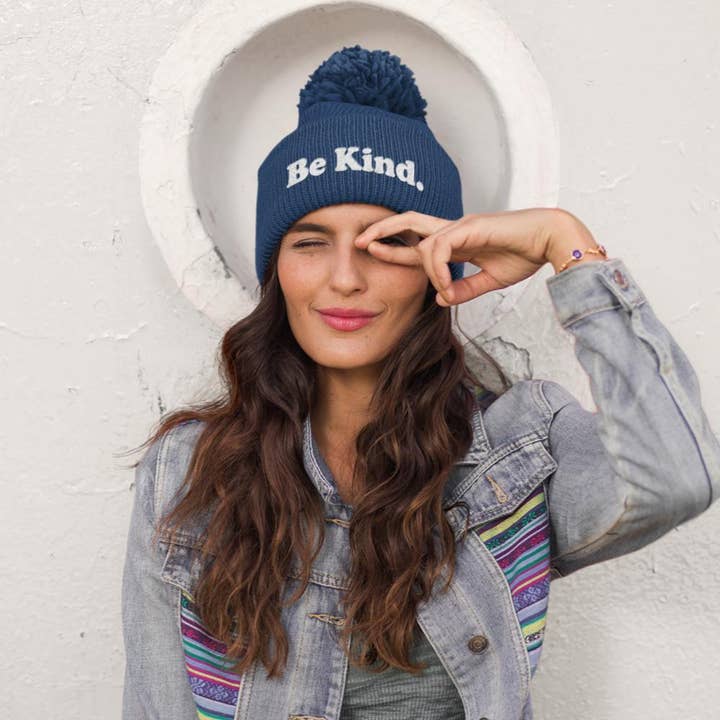Vegan Outfitters – wholesale Beanie – Unisex – Be Kind Pom Pom Vegan Beanie, Vegan Gift