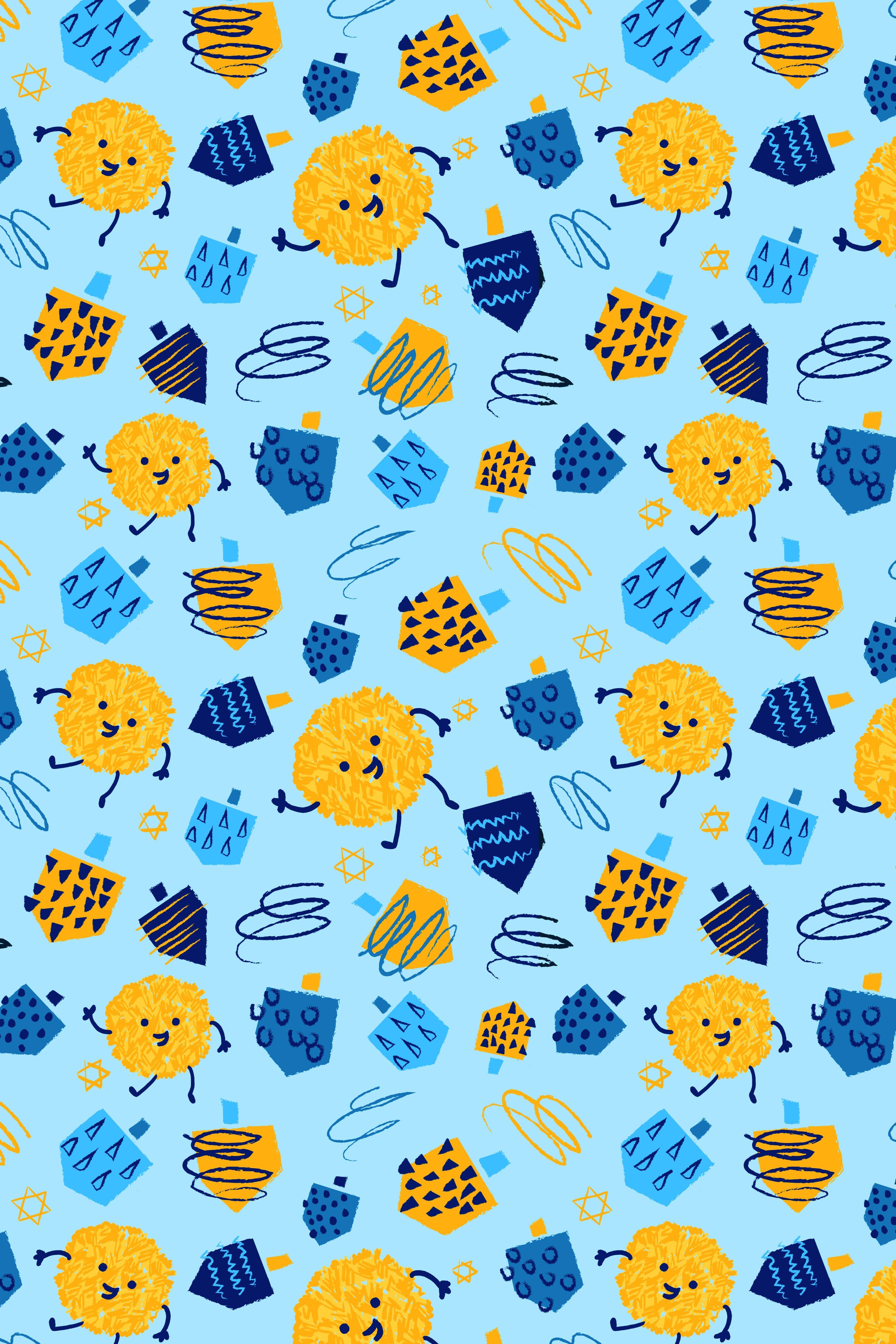 Clover Baby & Kids - Vente Haut et bas de pyjama – enfant - Ensemble de pyjama à manches longues - Hanukkah Dreidels2