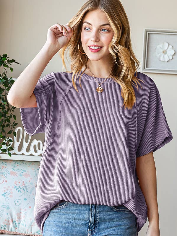 HEIMISH - Wholesale Tunic - Women's - ET7518-10 SOLID URBAN RIBBED TOP