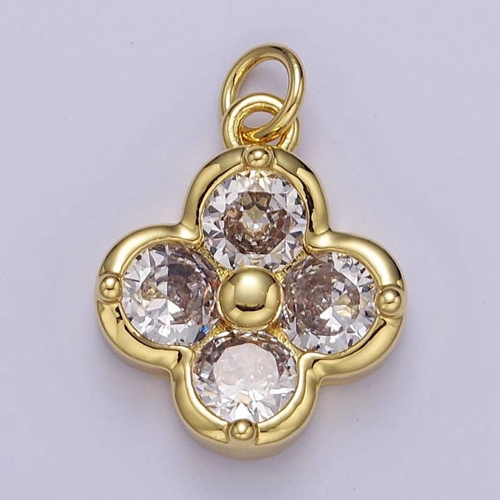 Classic CZ Statement Flowers CHARM-00042 for wholesale by Simply Jewels
