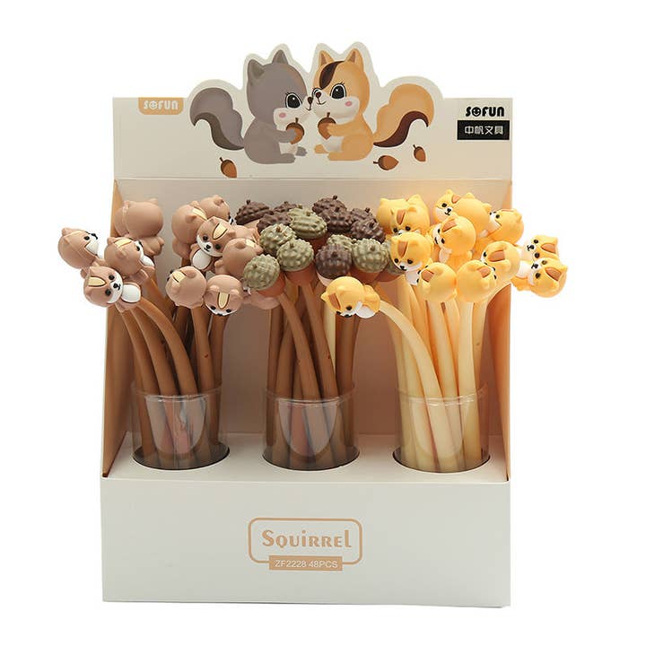 Squirrel/Chestnut Themed Silicone Pens for wholesale by Amy Designs