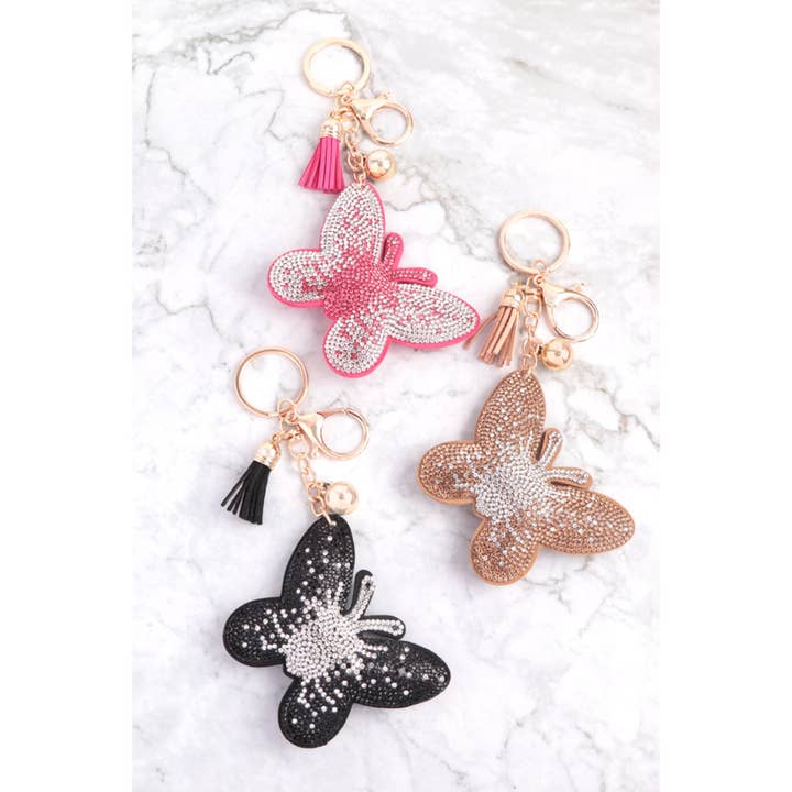 MYS Wholesale Inc - Wholesale Keychain - Women's - Butterfly Rhinestone Tassel Keychain1