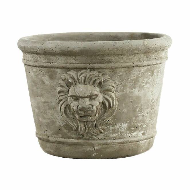 Vagabond Vintage - Wholesale Plant Pot - Large Round Cement Lion Planter1
