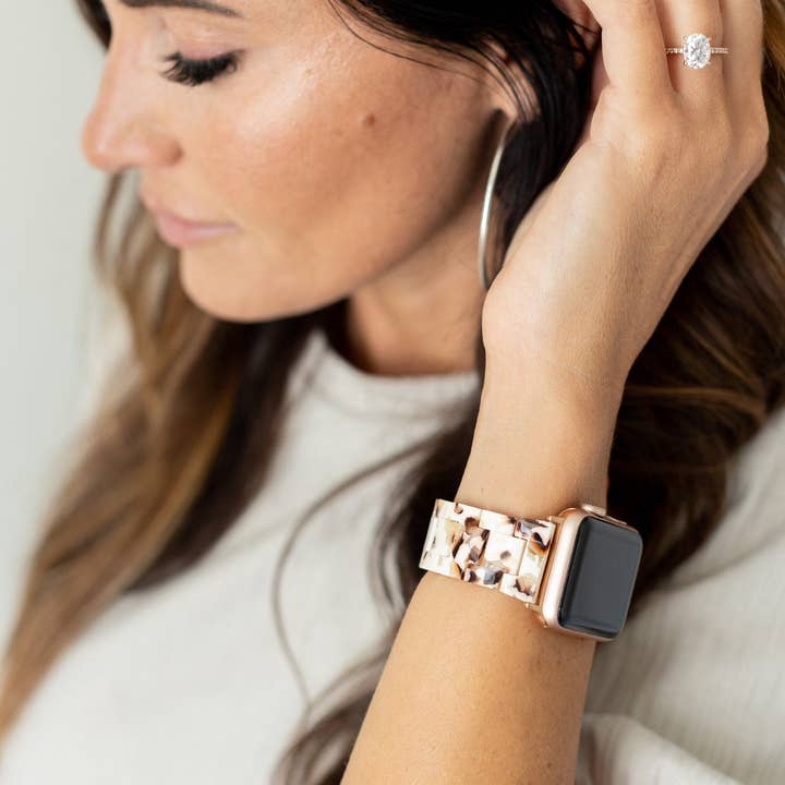 StrawberryAvocados - Vente Bracelet de montre – femme - Bracelet de montre Amy en acrylique Caramel Frap pour Apple4