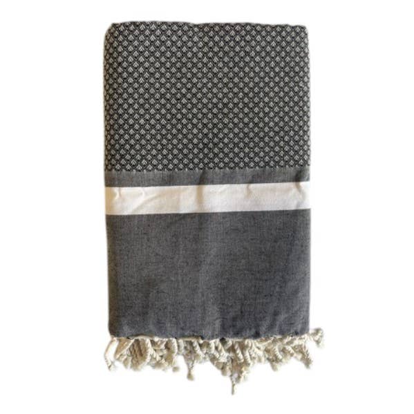 Doppio telo fouta Bouquet nero 2x2m per la vendita all'ingrosso da parte di SoBeach